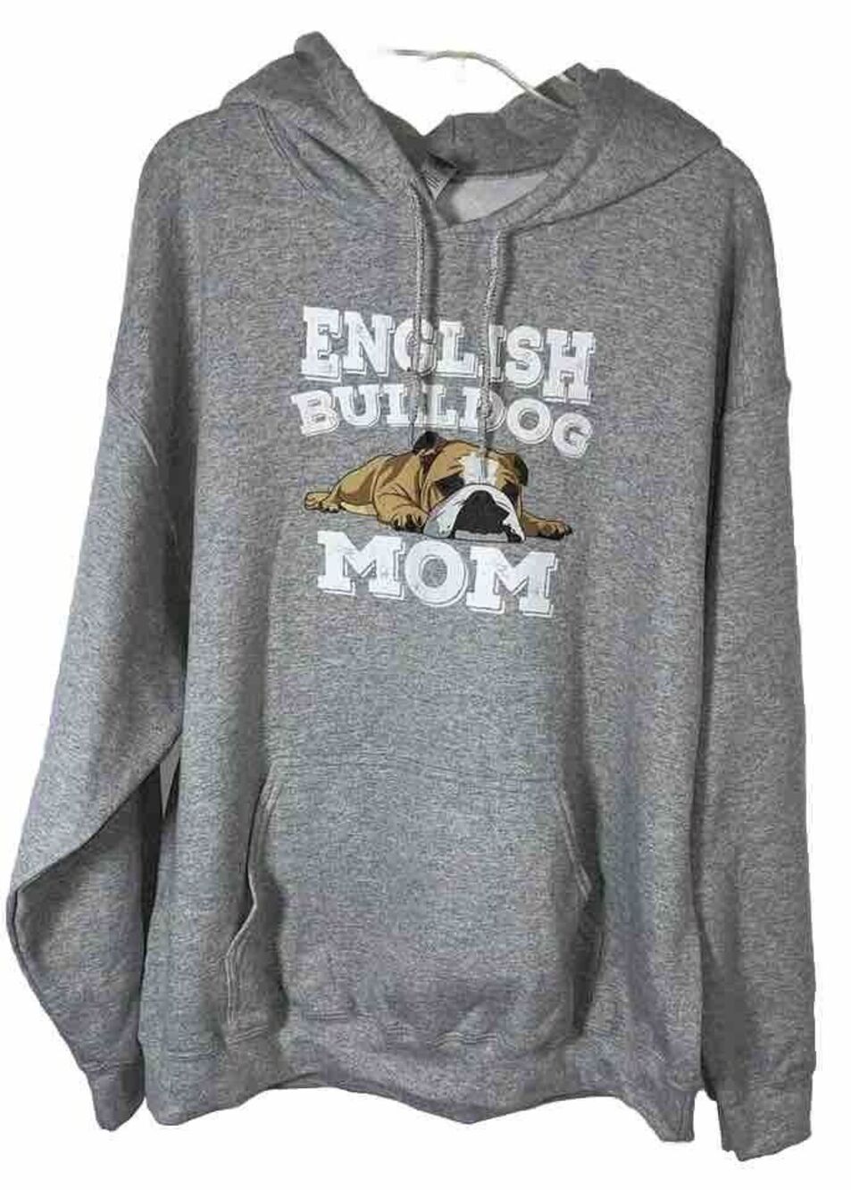 Gildan Women’s Bulldog Mom Graphic Gray Hoodie Size XL Dogs Dogmom